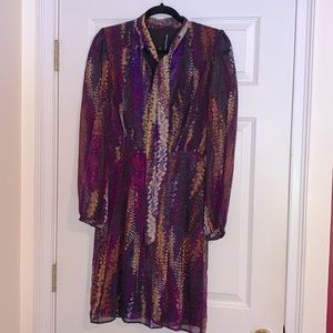 Walter Baker Long-Sleeved Purple/Multi Minidress